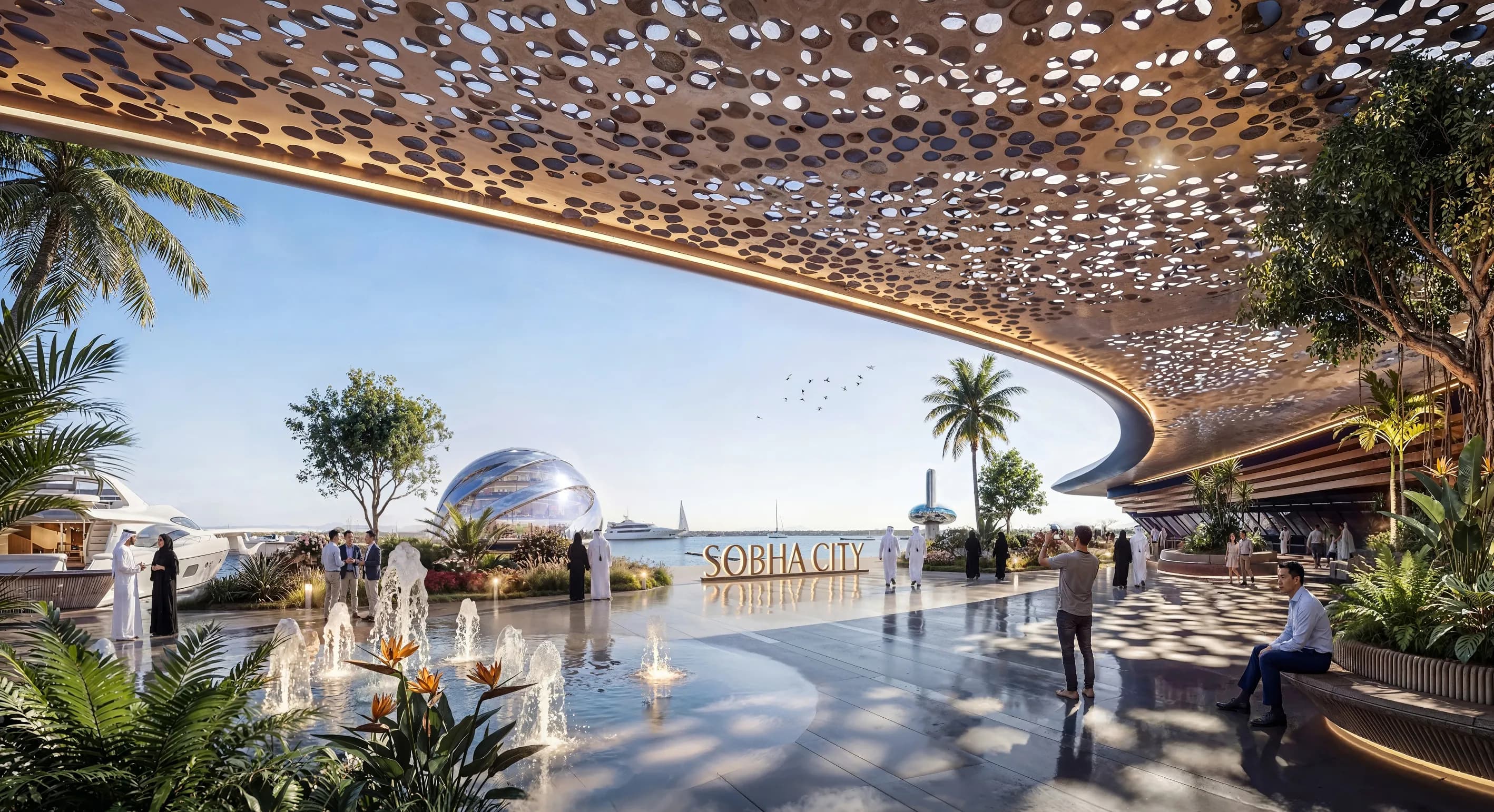 Sobha City Abu Dhabi waterfront promenade render